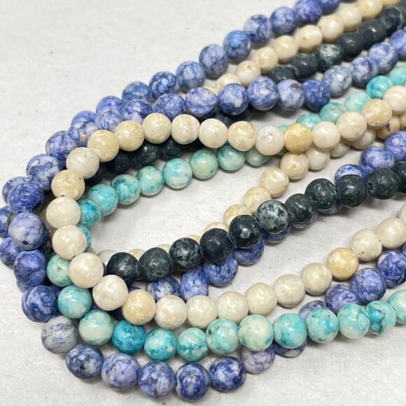 Stone Beads 6 Continuous Strands Necklaces  Blue Coastal Craft‎ or Ready to Wear - Picture 8 of 8